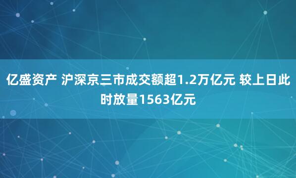 亿盛资产 沪深京三市成交额超1.2万亿元 较上日此时放量1563亿元